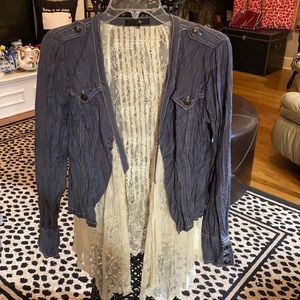 Ryu Jean/Cream lace shrug Medium